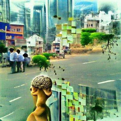 Busy City Street Scene