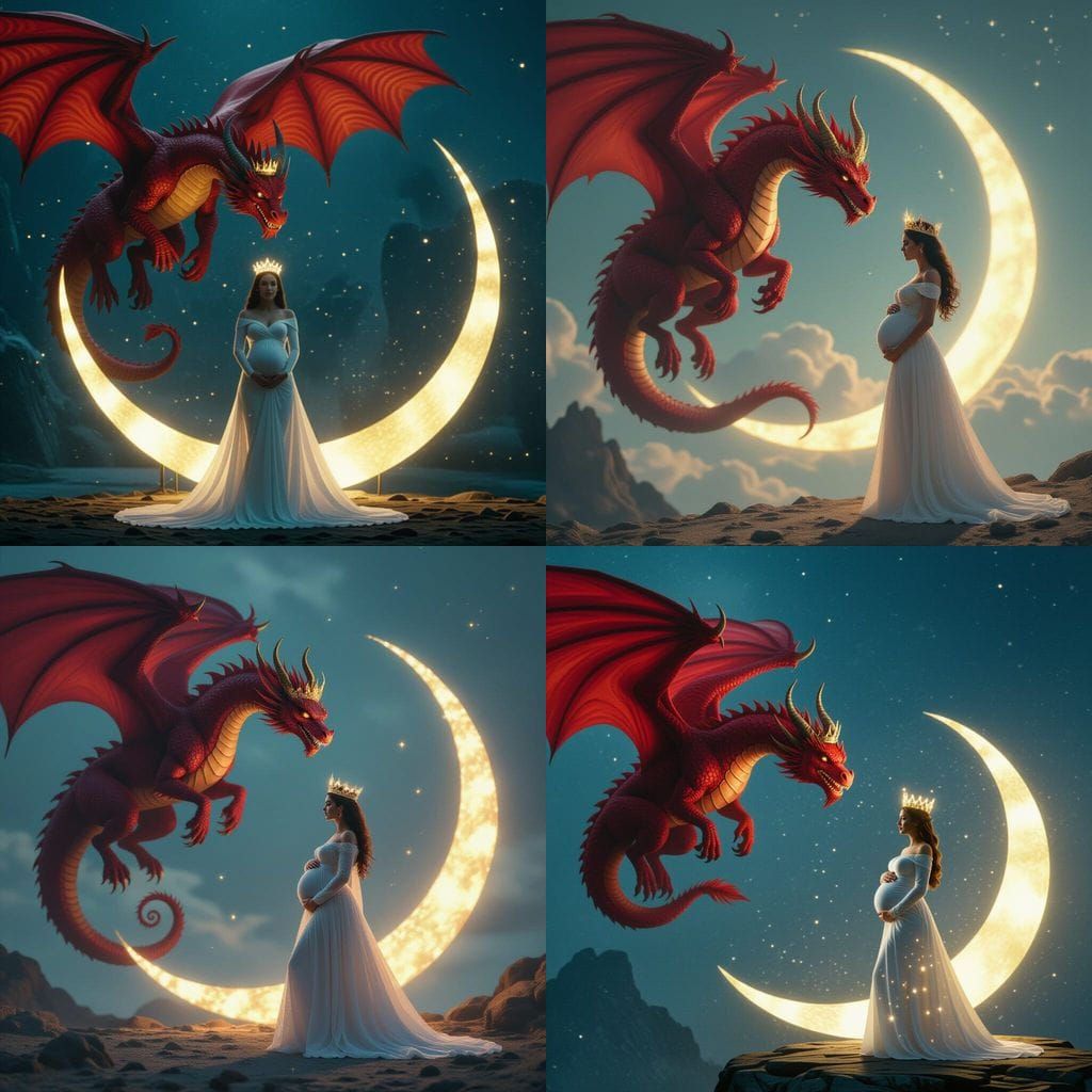 Seven-Headed Dragon Crowned, Approaching Starry Woman