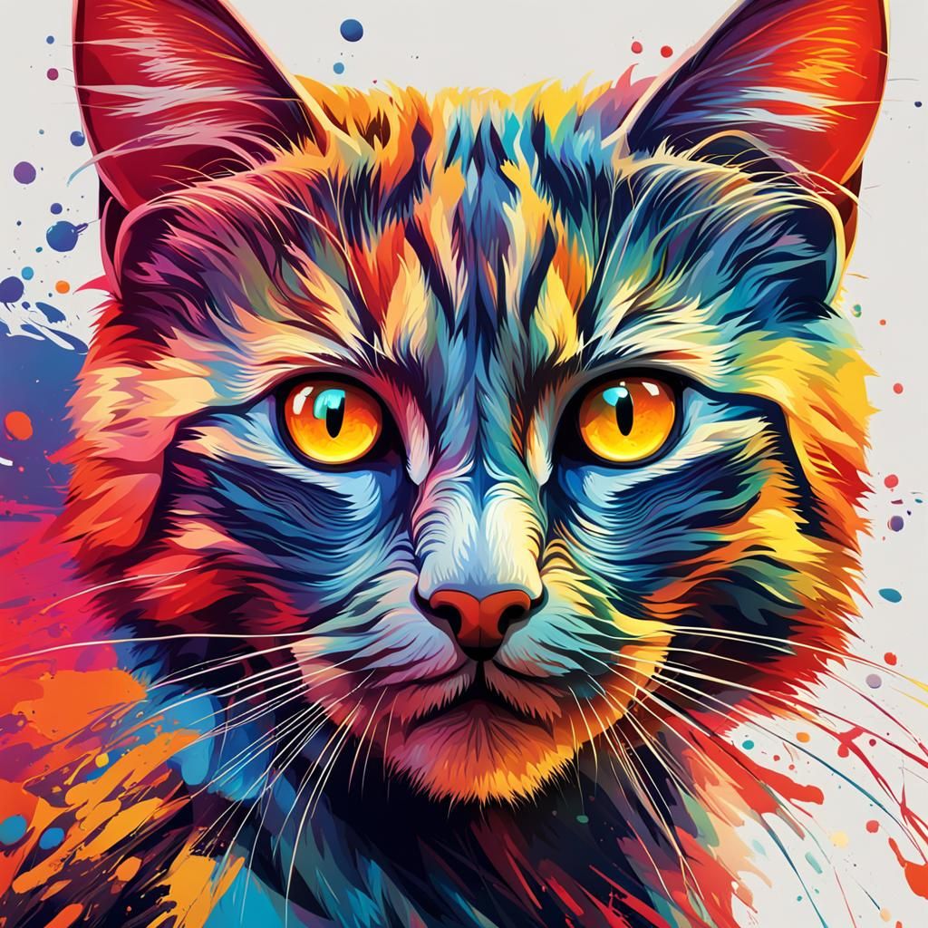 Winged Cat in Hyperrealistic Splash Art Style