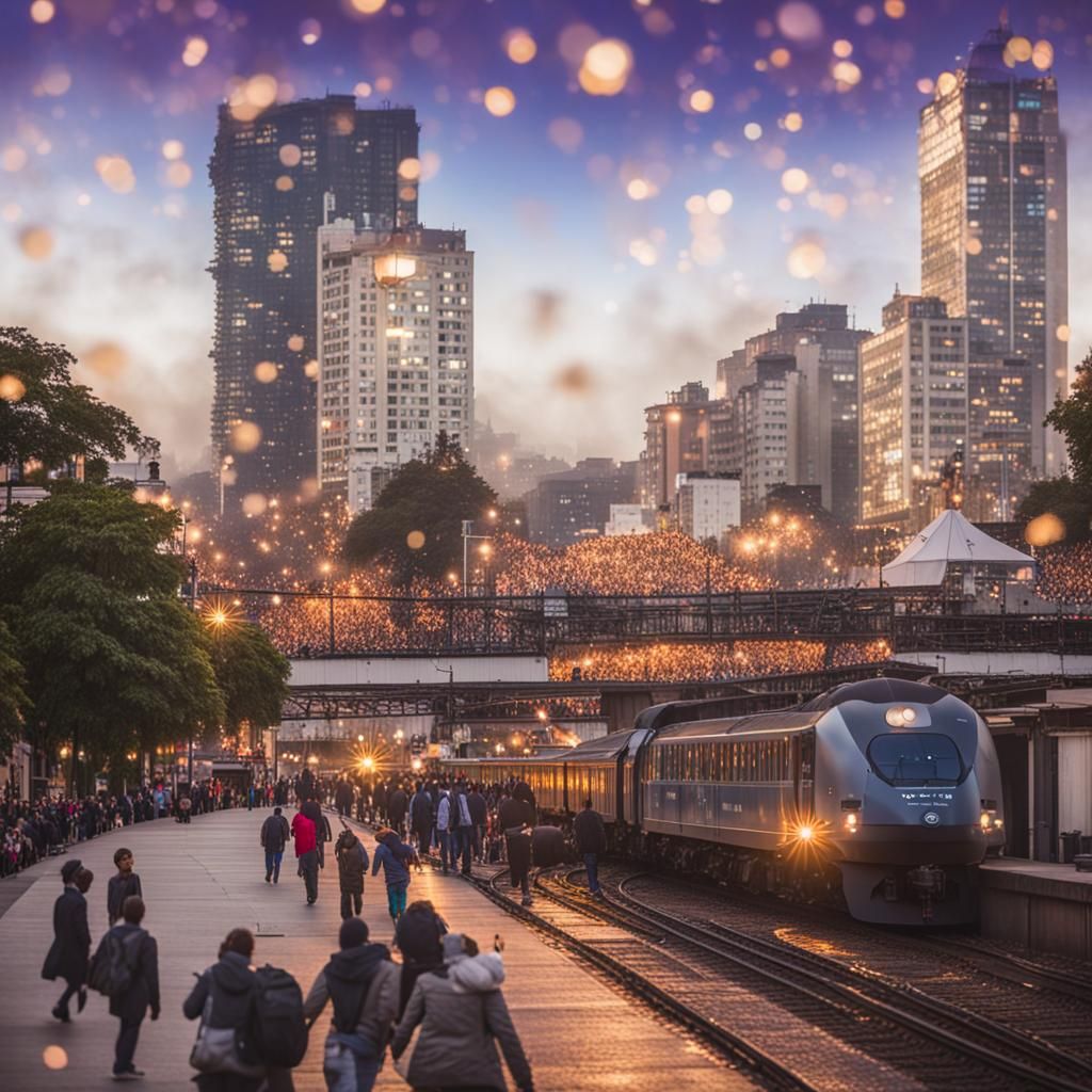 People Wandering in Vibrant Bokeh