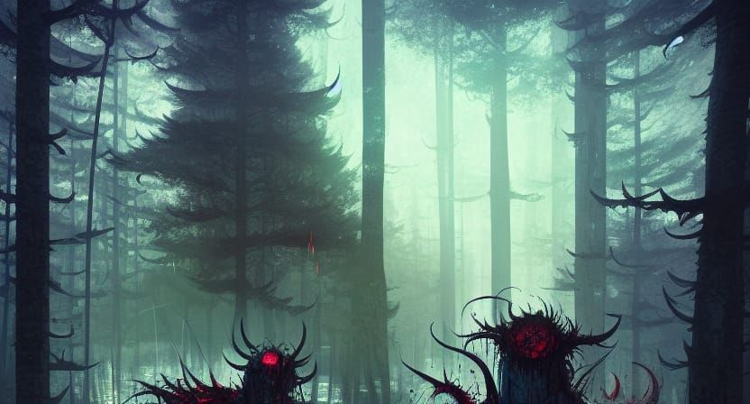 Demonic Bathing Scene in Hyperdetailed Matte Painting