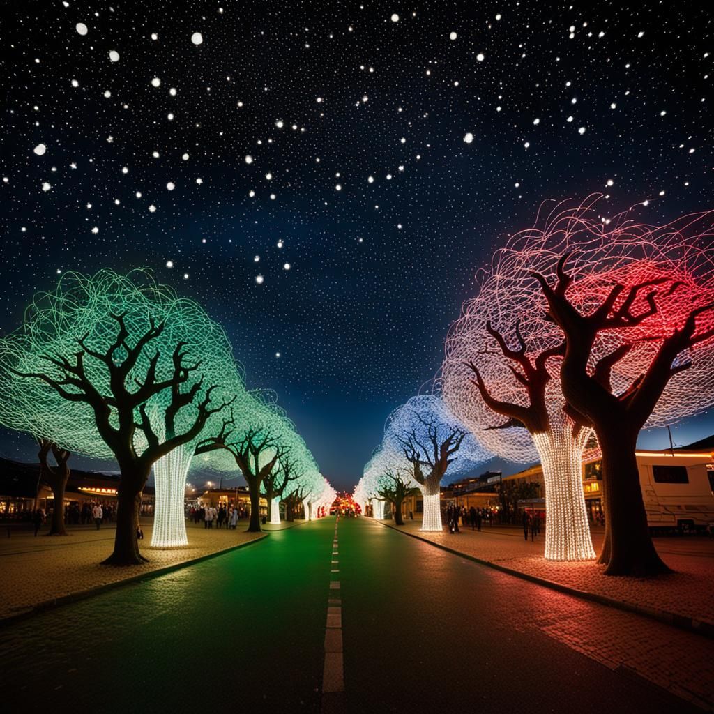 Festive Christmas Surrealism in Oil Painting Style