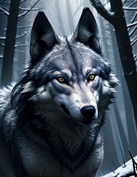 Hyperdetailed Horror Masterpiece of a Wolf