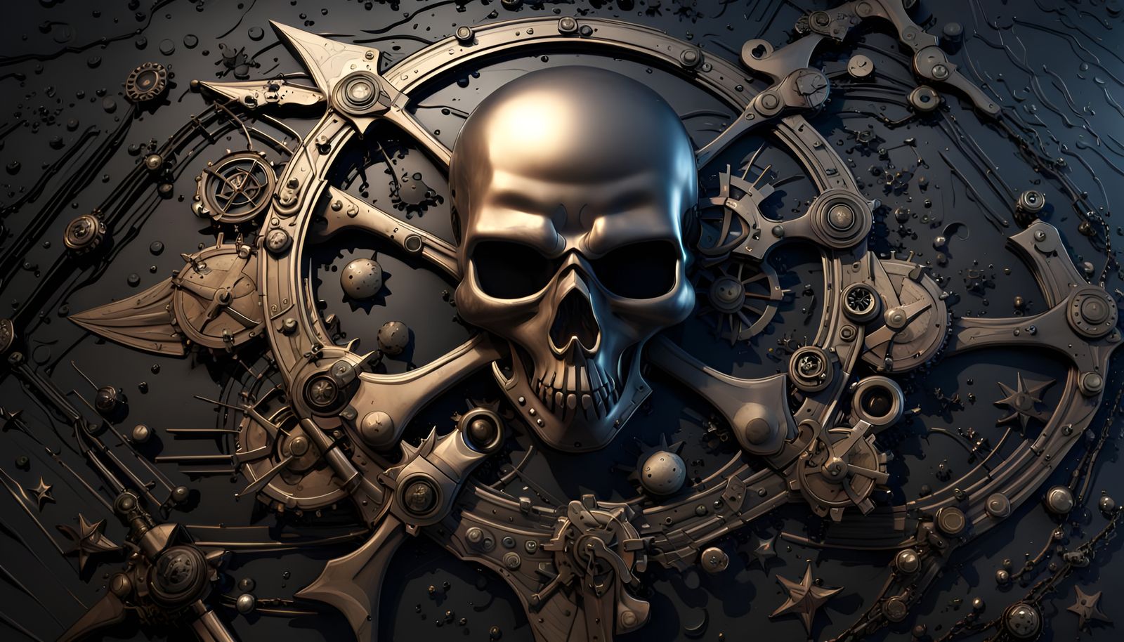 Futuristic Space Pirate Flag in Dark Fantasy Style