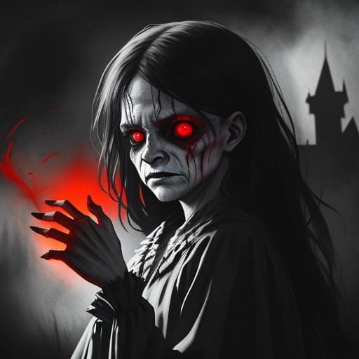 Dark Fantasy Woman with Scary Glare