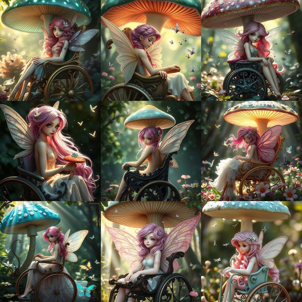Fairy in Whimsical Wheelchair Scene