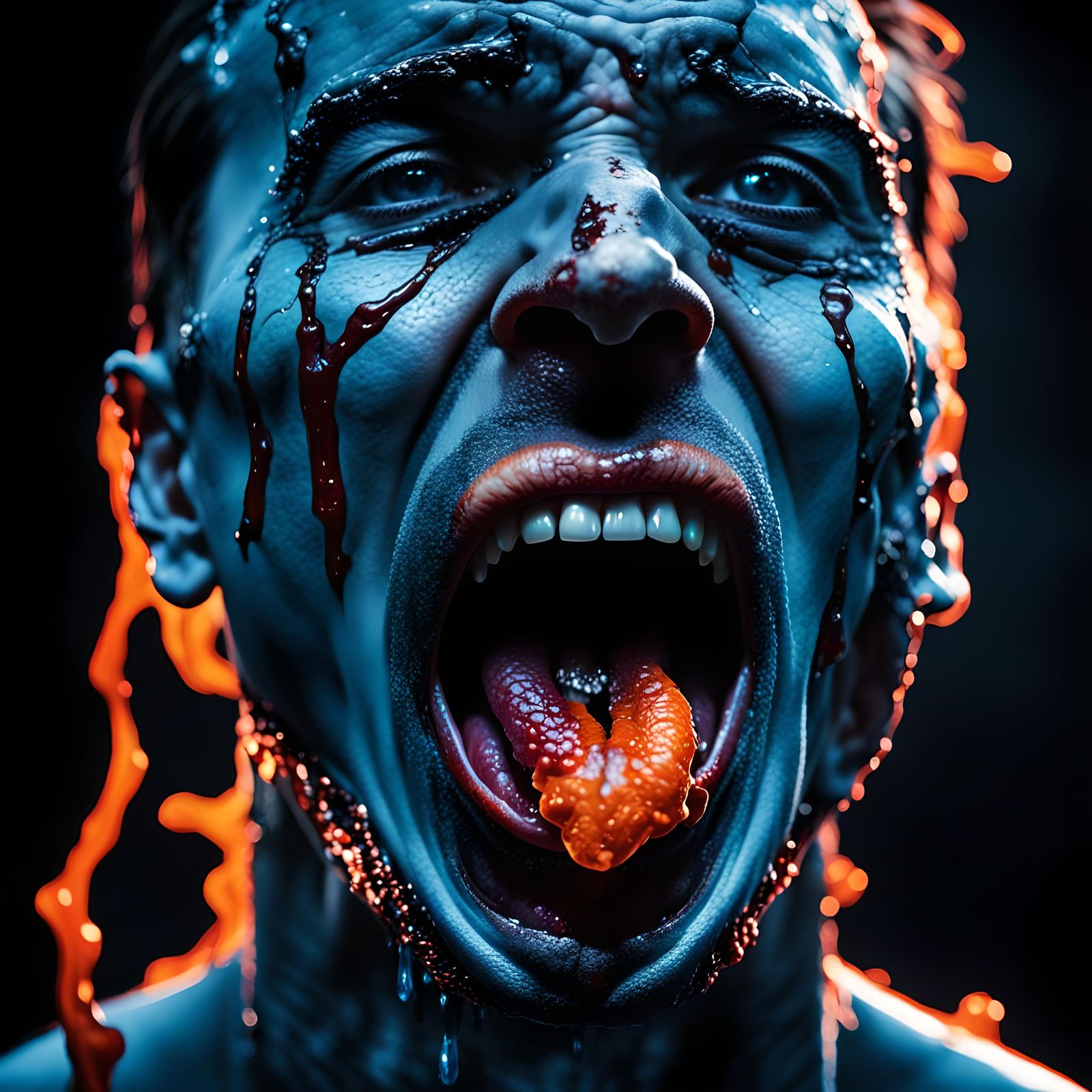 Intense Close-Up Portrait Revealing Raw Emotion