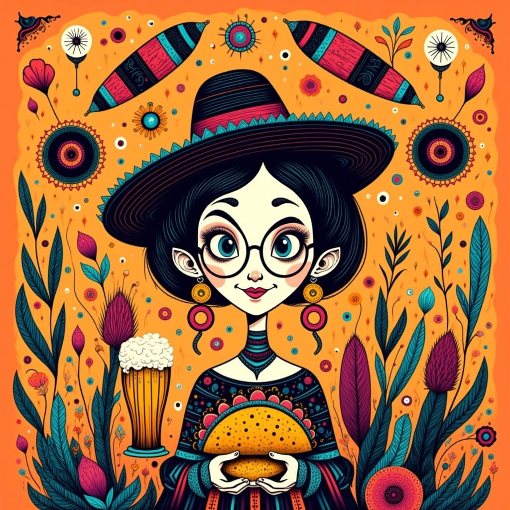 Quirky Woman Embodies Cyberpunk Taco Culture