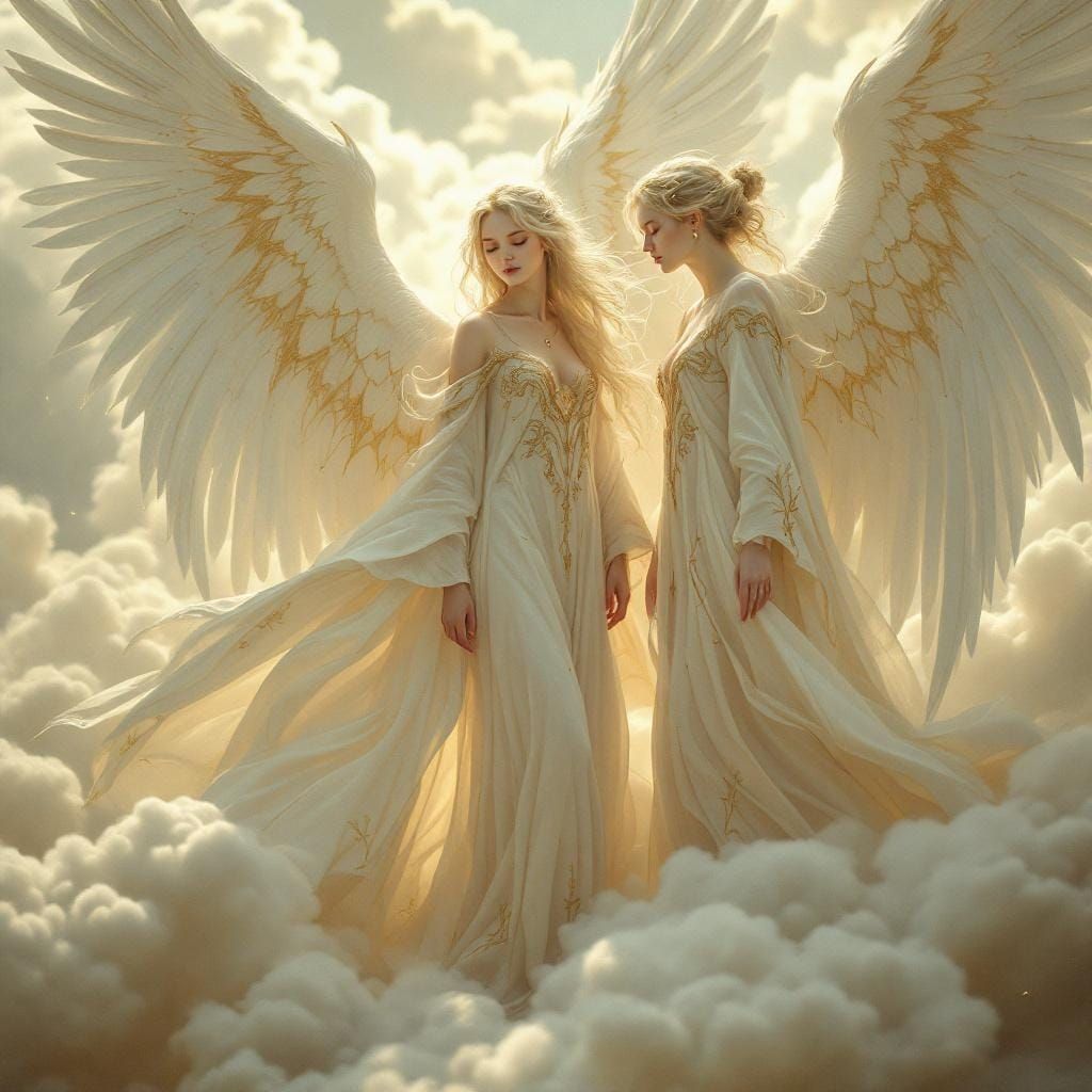 Angelic Figures in Ethereal Cloudscape