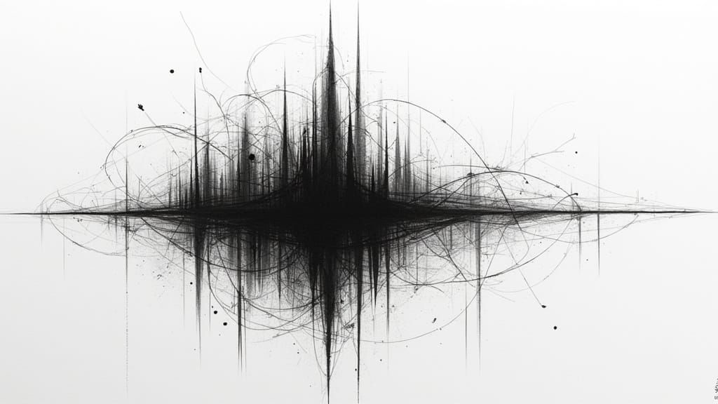 Abstract Sepia Ink Punk Algebra Sketch in Chiaroscuro