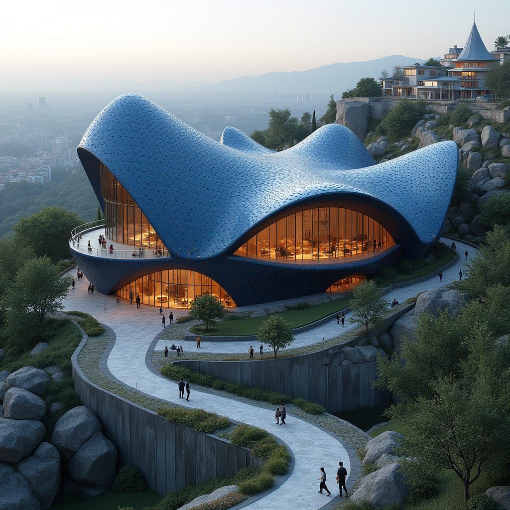 Surreal Futuristic Building in Iranian Decorative Geometry S...