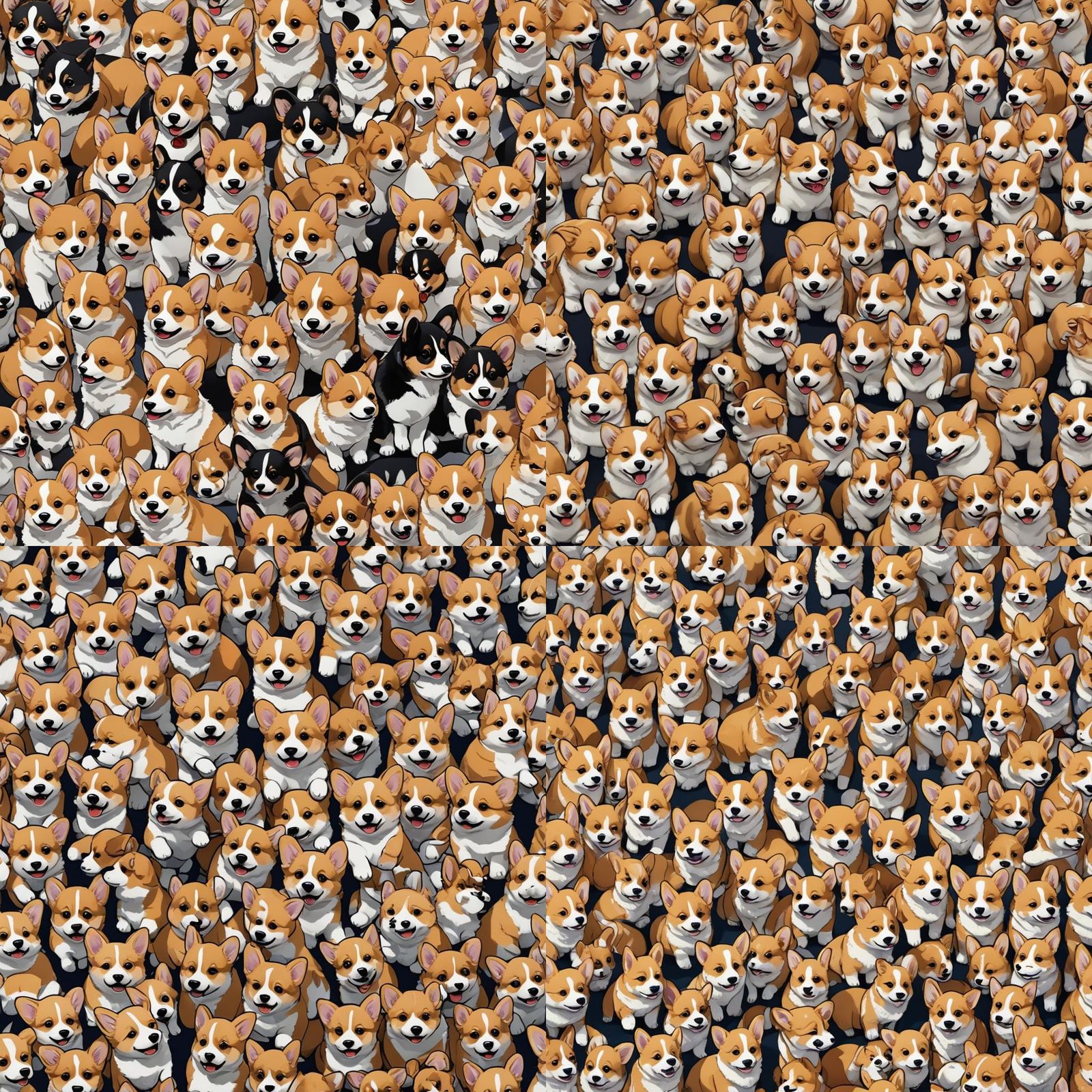 Corgi Puppies in Anime Style