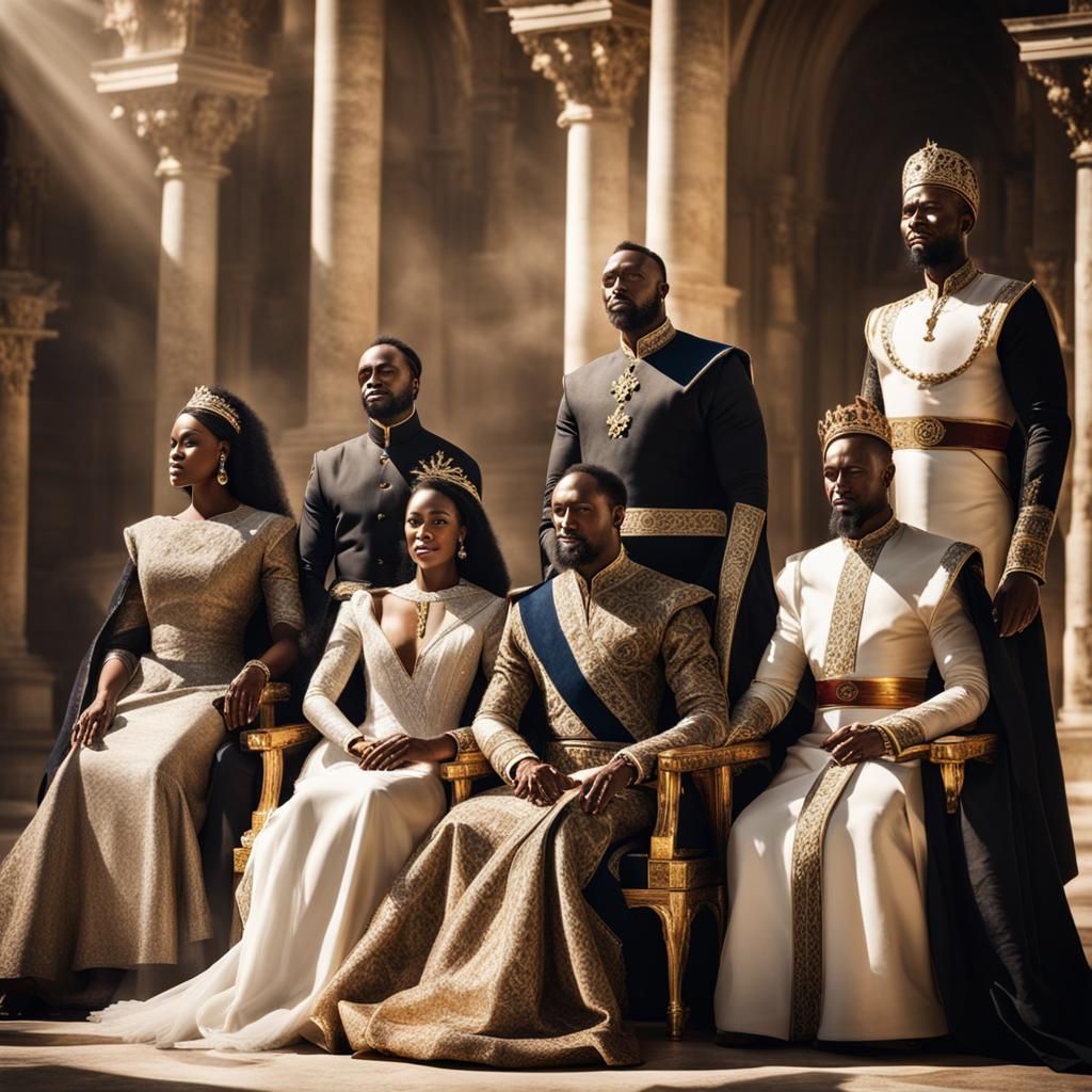 Royal Black Family in Court with Divine Light