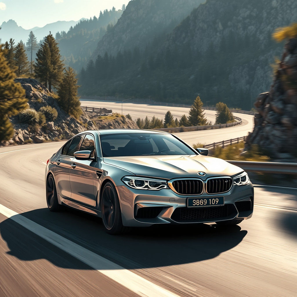 Futuristic BMW M5 on Mountain Road