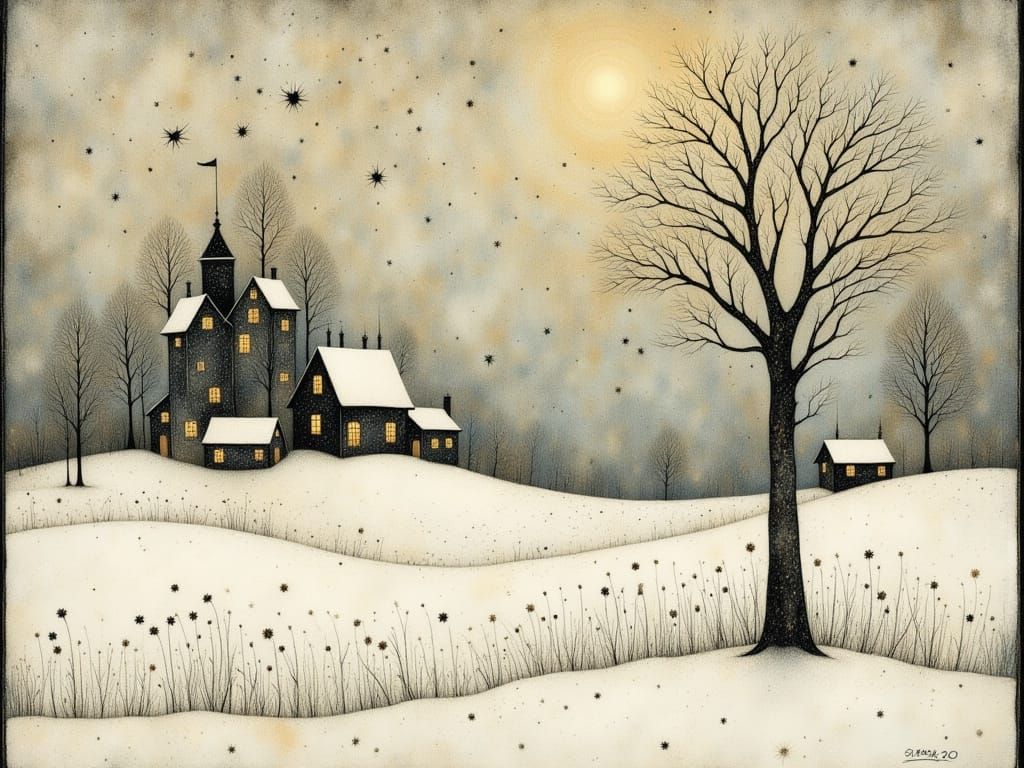 Snowdrops Emerge Through Snow Cover in Whimsical Style