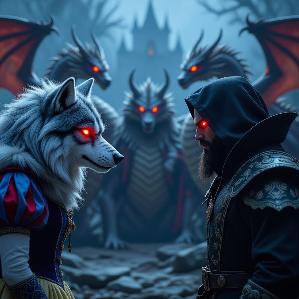 Snow White, Wolf, Bluebeard & Dragons Face Off