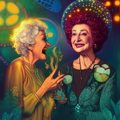 Psychedelic Golden Girls in Stained Glass Colors