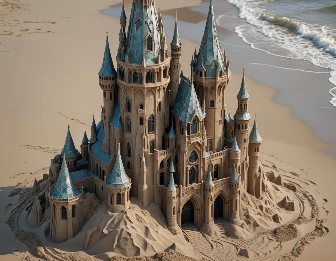 Gothic Sandcastle: Hyperrealistic Fantasy Art
