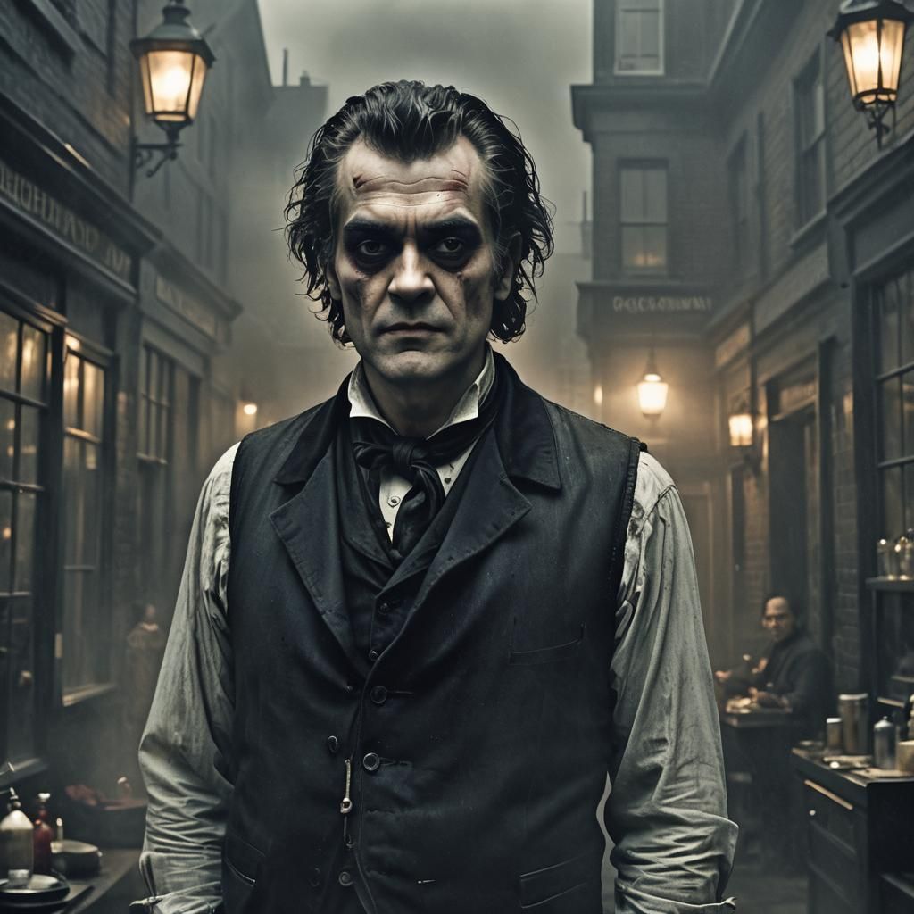 Sweeney Todd in a Dark Fantasy Illustration