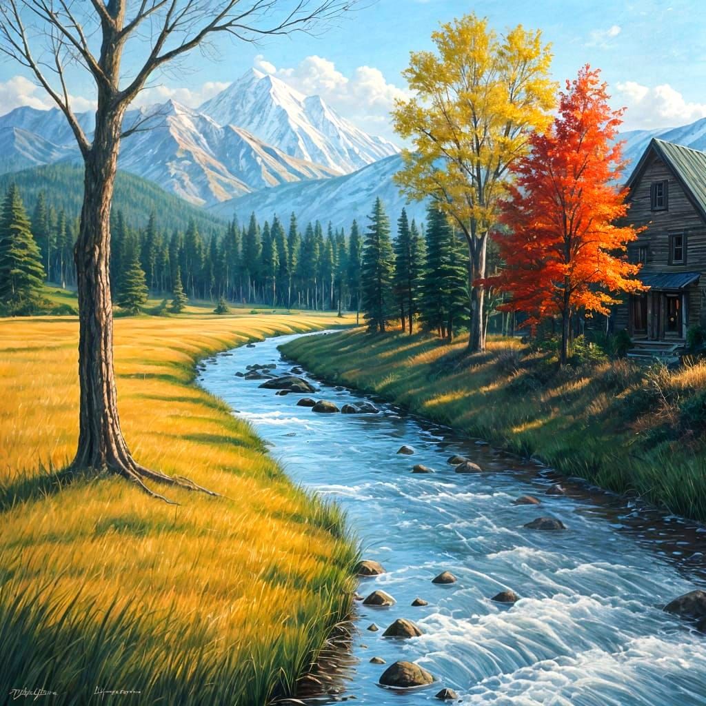 Masterful Landscape Painting with Brushstrokes