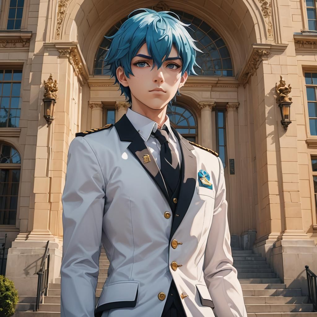 Anime Schoolboy in Uniform Before Academy
