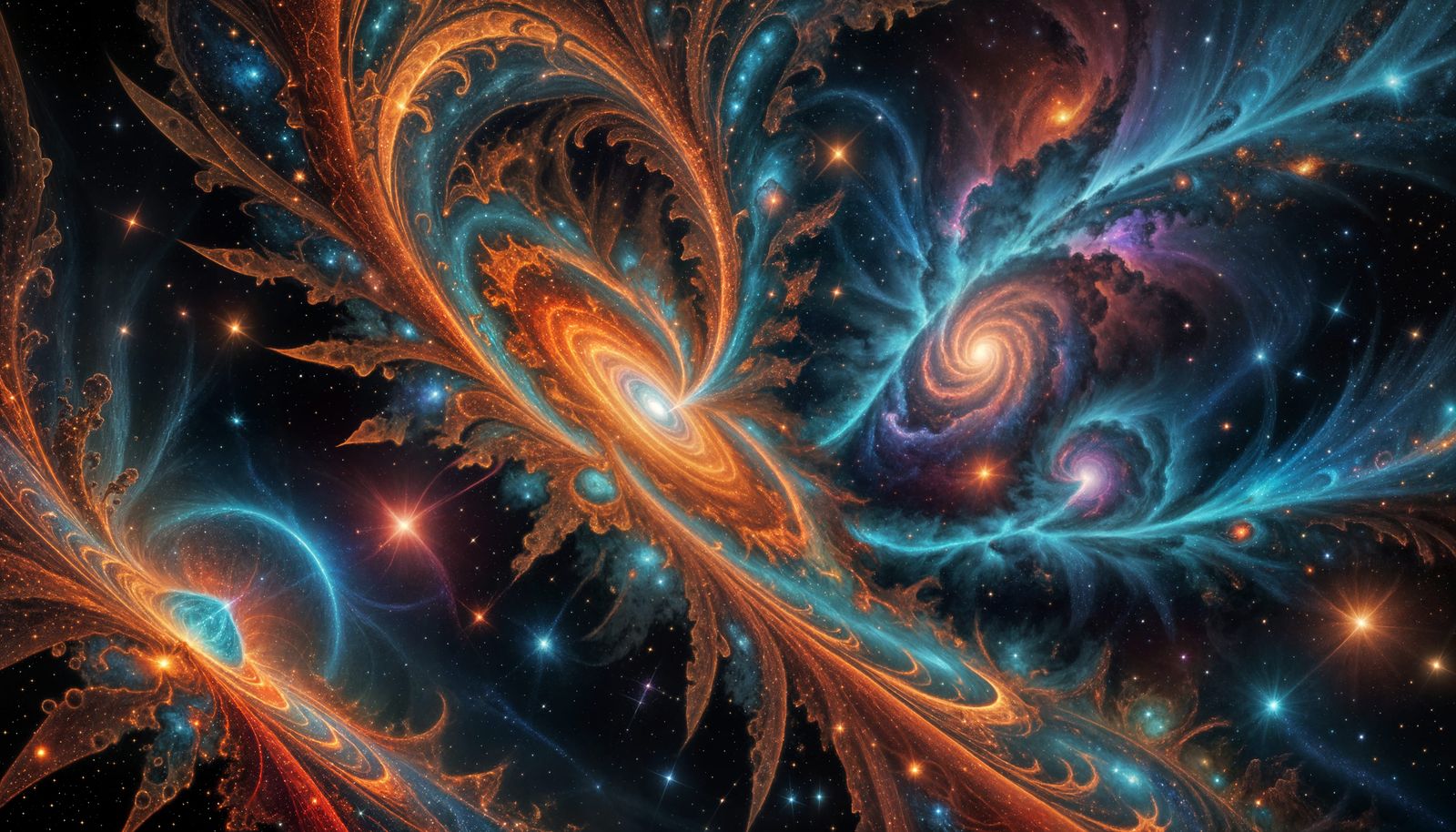 Vibrant Fractal Starscape with Nebula and Quasars