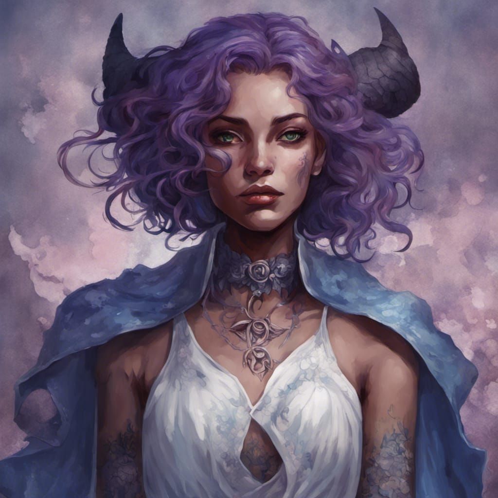 Tiefling with purple hair