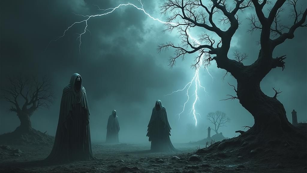 Ethereal Figures in Dark Landscape: Unreal Engine 5