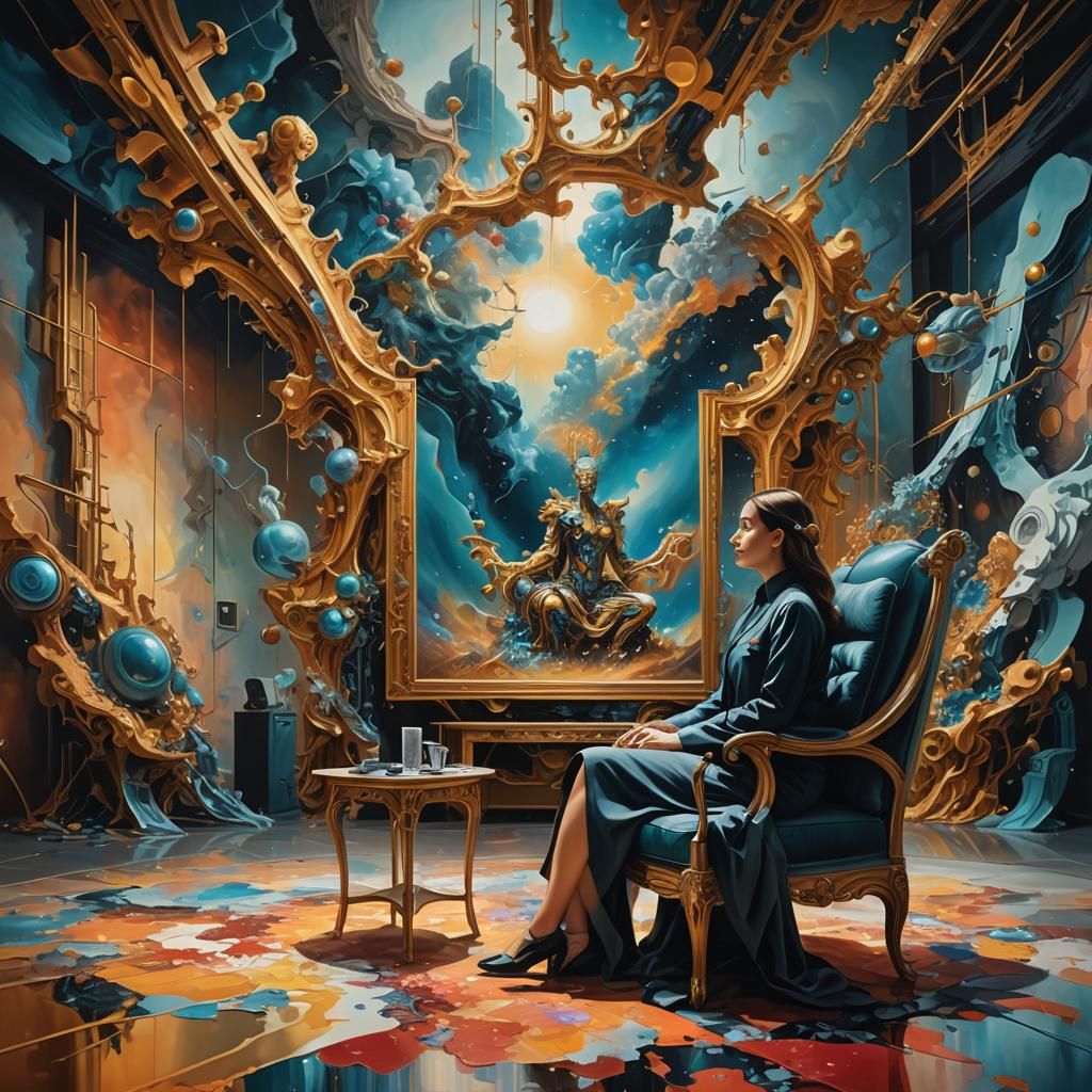 Abstract Surrealism Digital Art of Woman and Screen