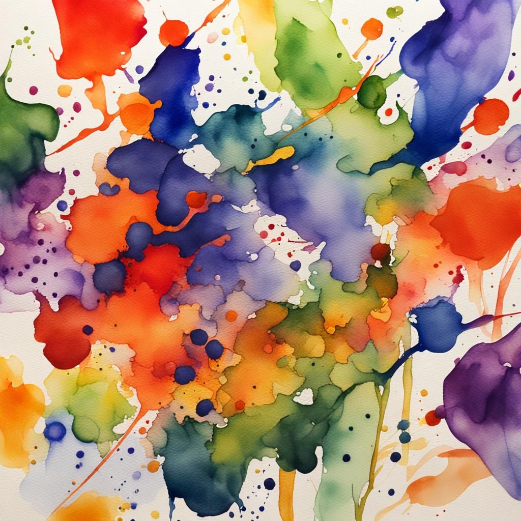 Expressive Watercolor Art with Colorful Ink Outlines