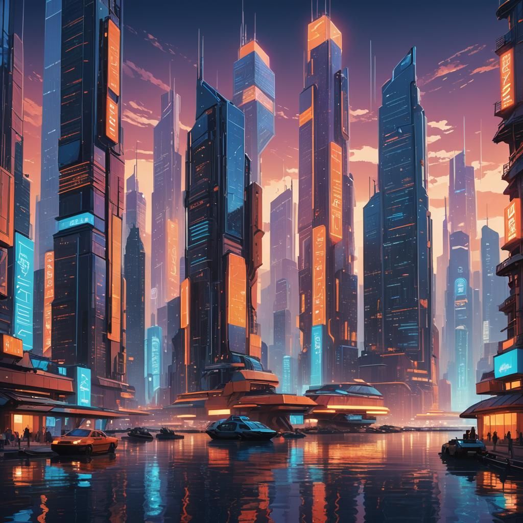 Futuristic BRICS Cityscape in Vibrant Concept Art