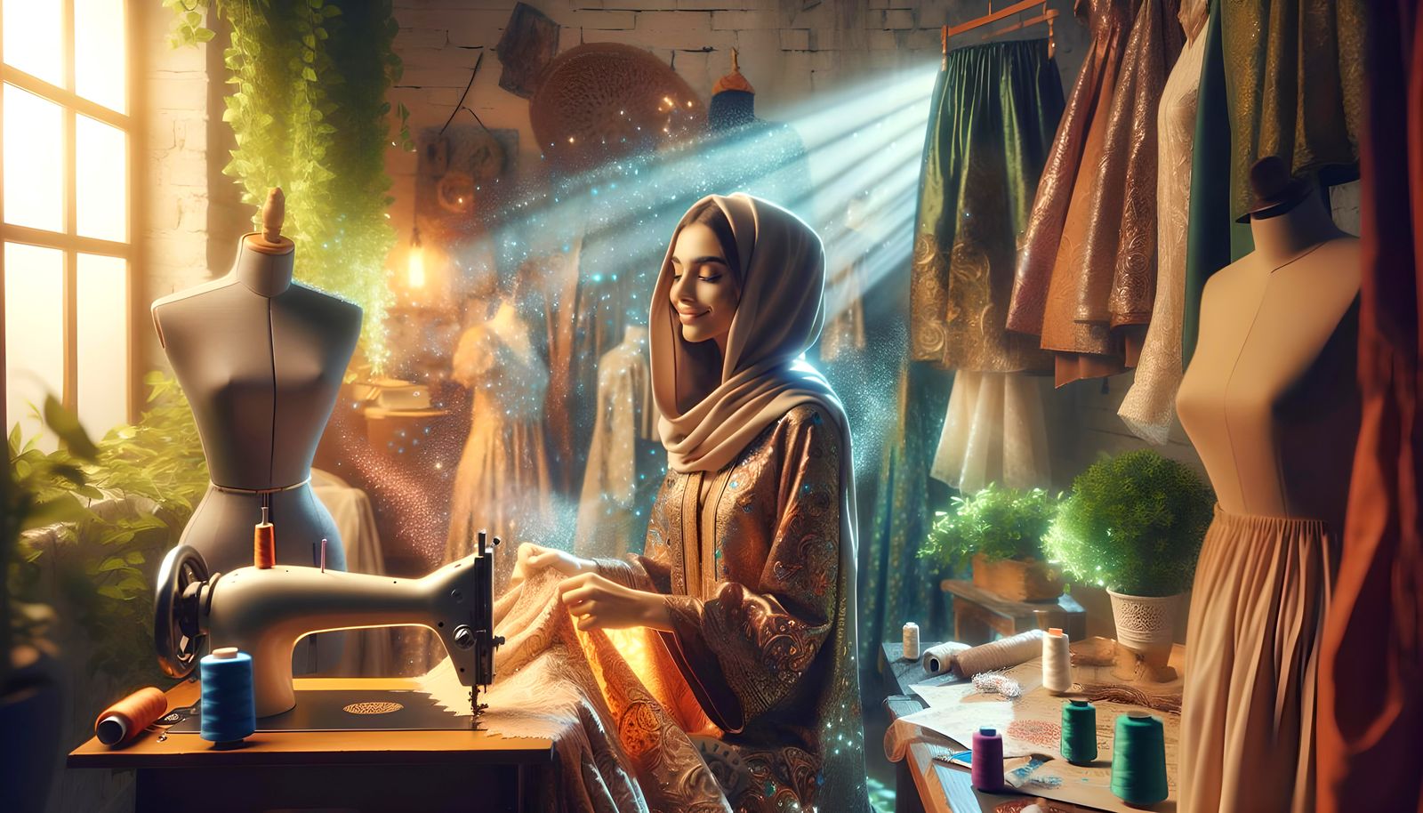 Intricate Dress Creation in Sunlight, Hyperrealistic CGI