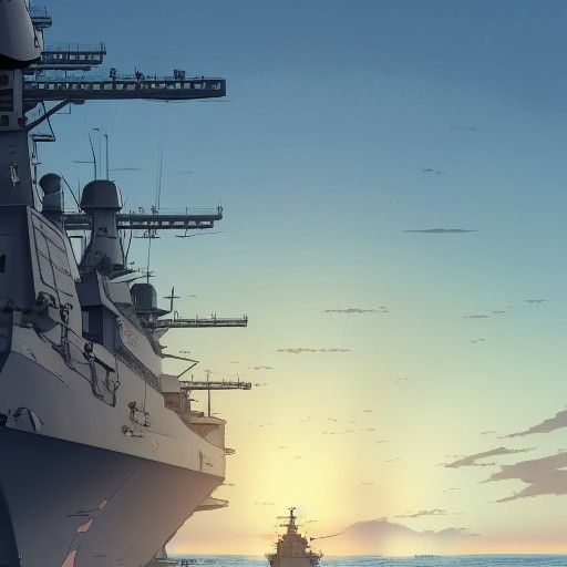 Japanese Navy Ships in Anime Key Visual Style