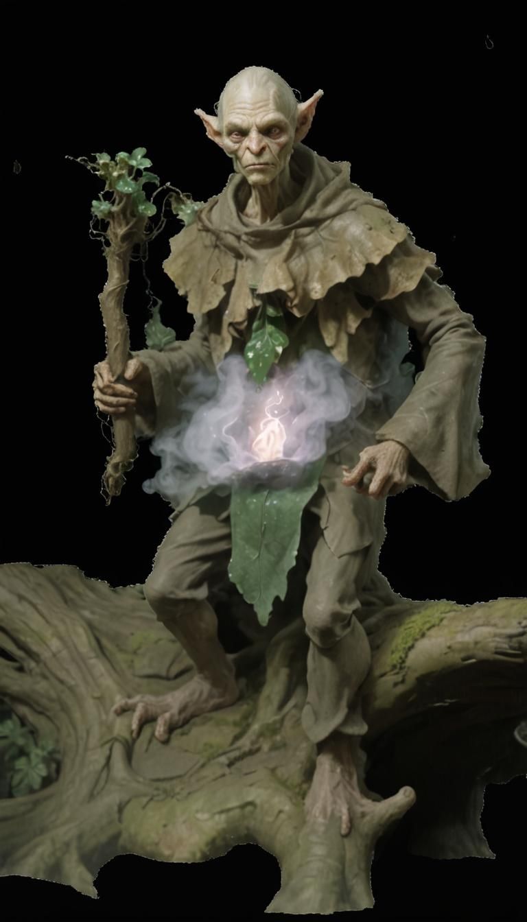 Swedish Goblin in Eerie Forest: Fantasy Illustration