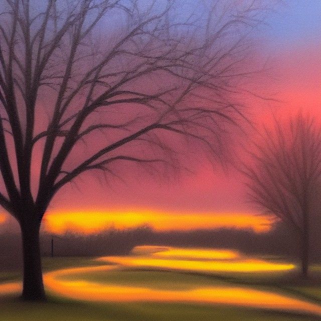 Woodstock Illinois Dawn: Wet-on-Wet Oil Painting