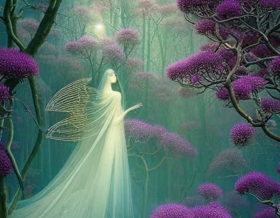 Angelic Apparition Casting Shadows at Sunset