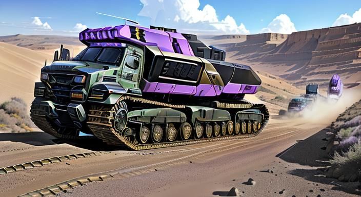 Sci-Fi Military Vehicle with Gold and Black Metal