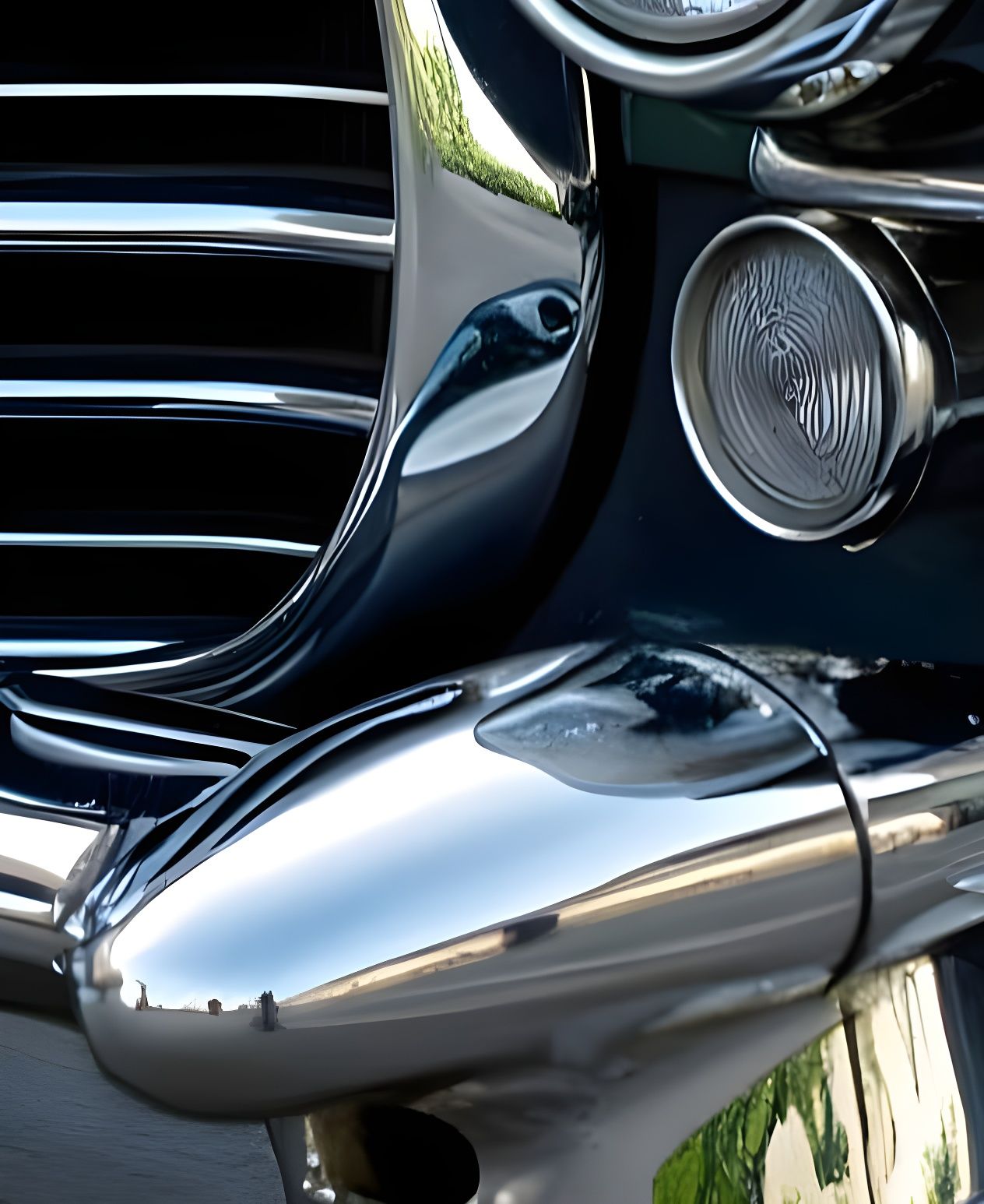 Macro photo of the grill of a50s Cadillac