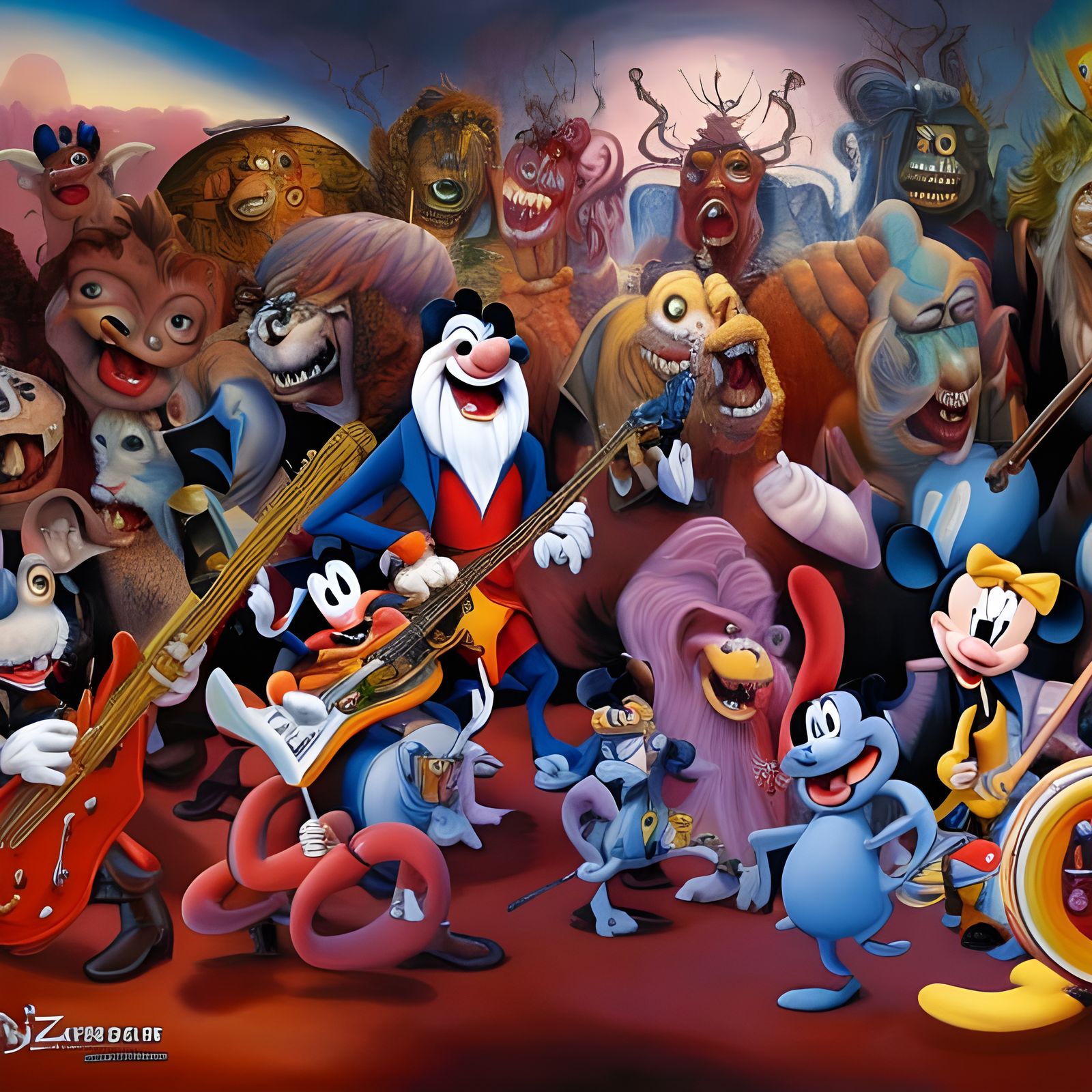 Cartoon Band Inspired by Surreal Horror Artists