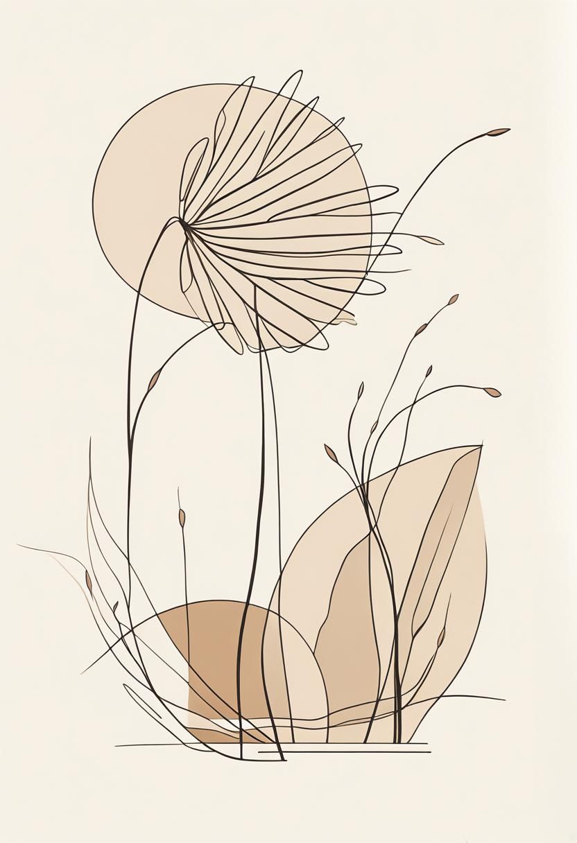 Japandi Line Art: Plant Breaking Through Pavement