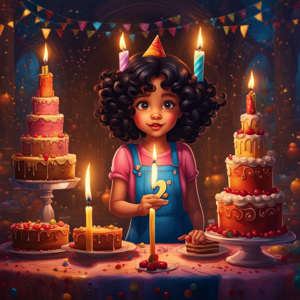 Cartoon Portrait of Amina's Second Birthday