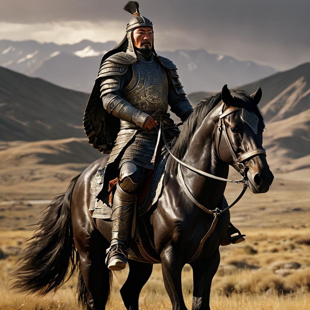 Genghis Khan Leads Mongol Horde Across Steppes