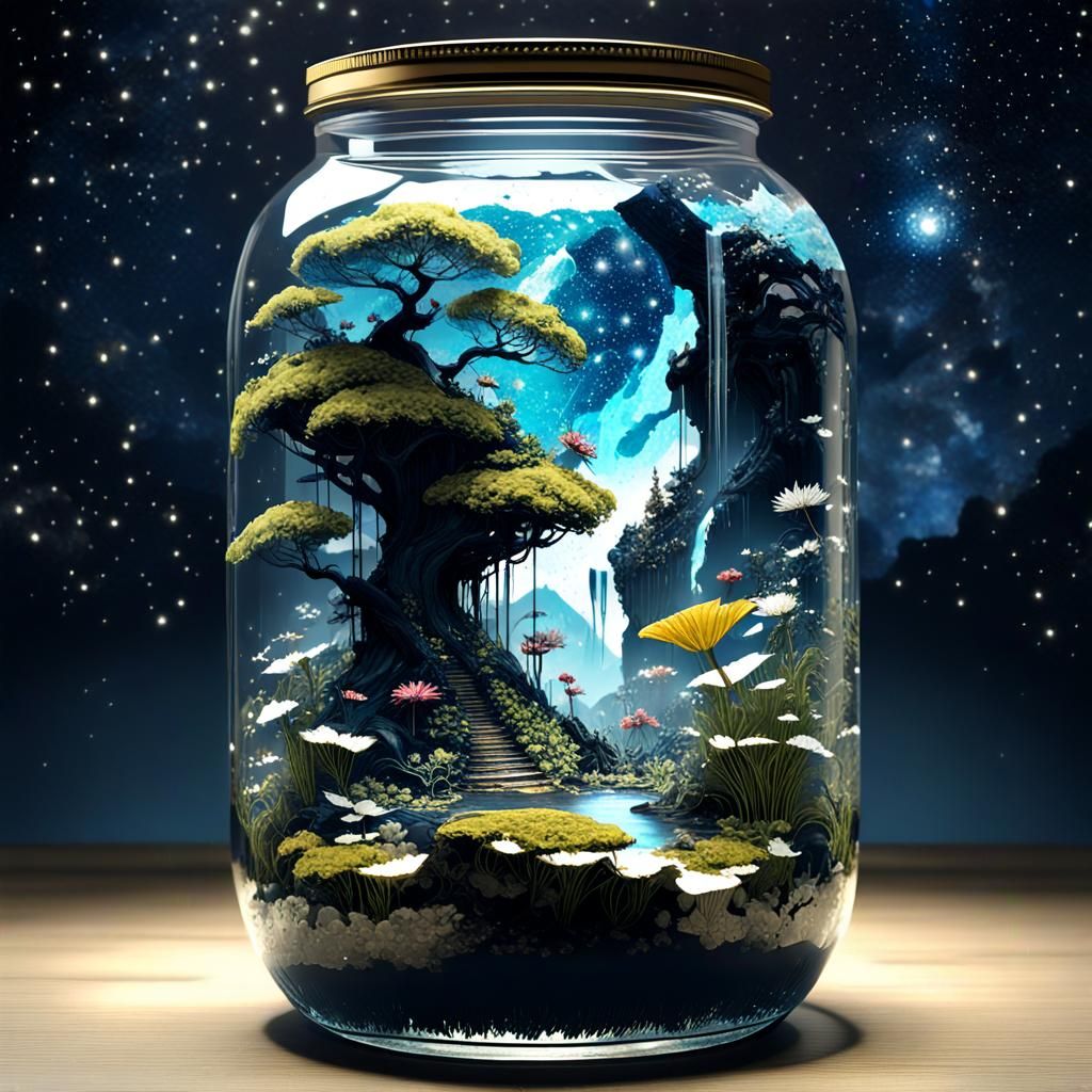 Enchanted Miniature Parisian World in a Glass Teapot