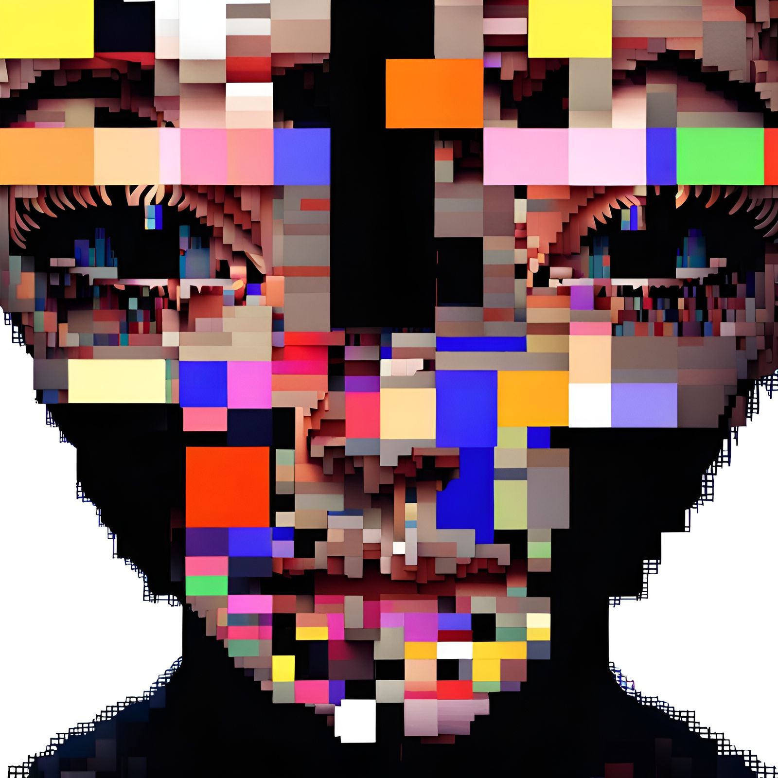 Fractured Glitchcore Portrait in Mixed Media Collage