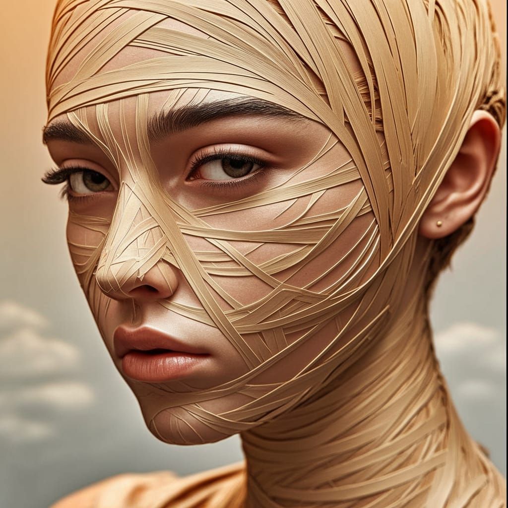 Serene Tape Portrait with Intricate Detail