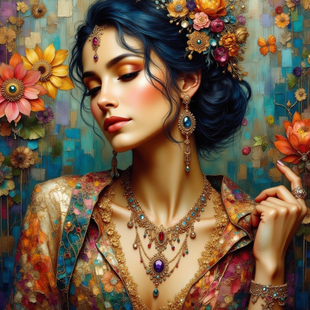 Elegant Thai Princess Portrait in Oil Paint Style