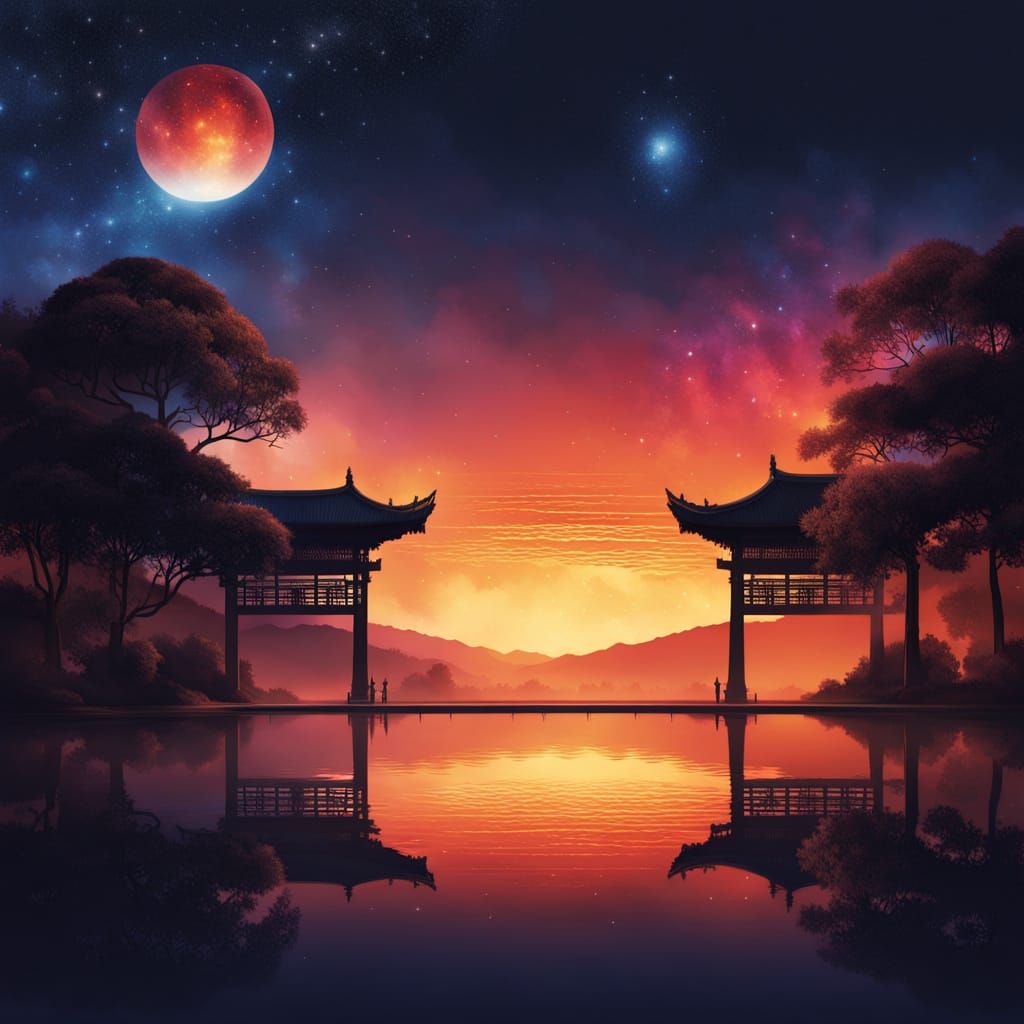 Glowing Lanterns Rise in Silhouette