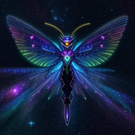 Ethereal Cosmic Butterfly in Vibrant, Glowing Colors