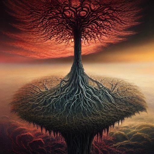 Abstruse Cosmic Nightmare Realm in Surrealist Style