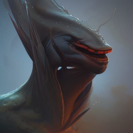 Demonic Stingray Portrait in Hyperdetailed Style